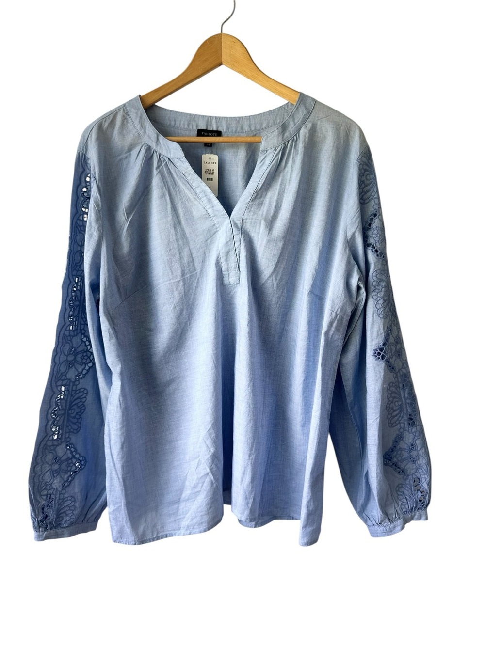 Talbot’s EMBROIDERED CHAMBRAY TOP NWT XL - Picture 2 of 8